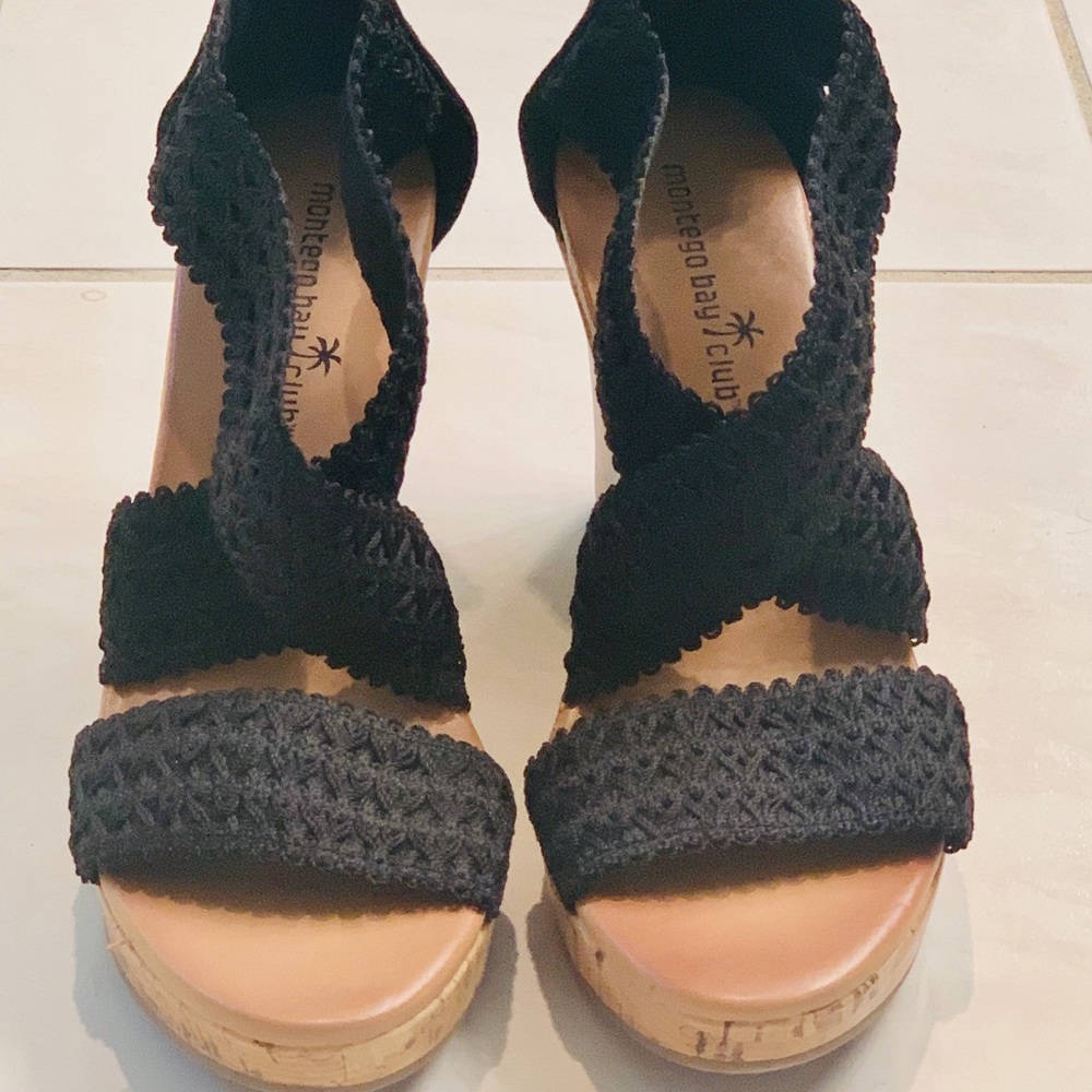 Black Wedge Sandals